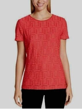 Calvin Klein Red Short-Sleeve Textured Crew Tee